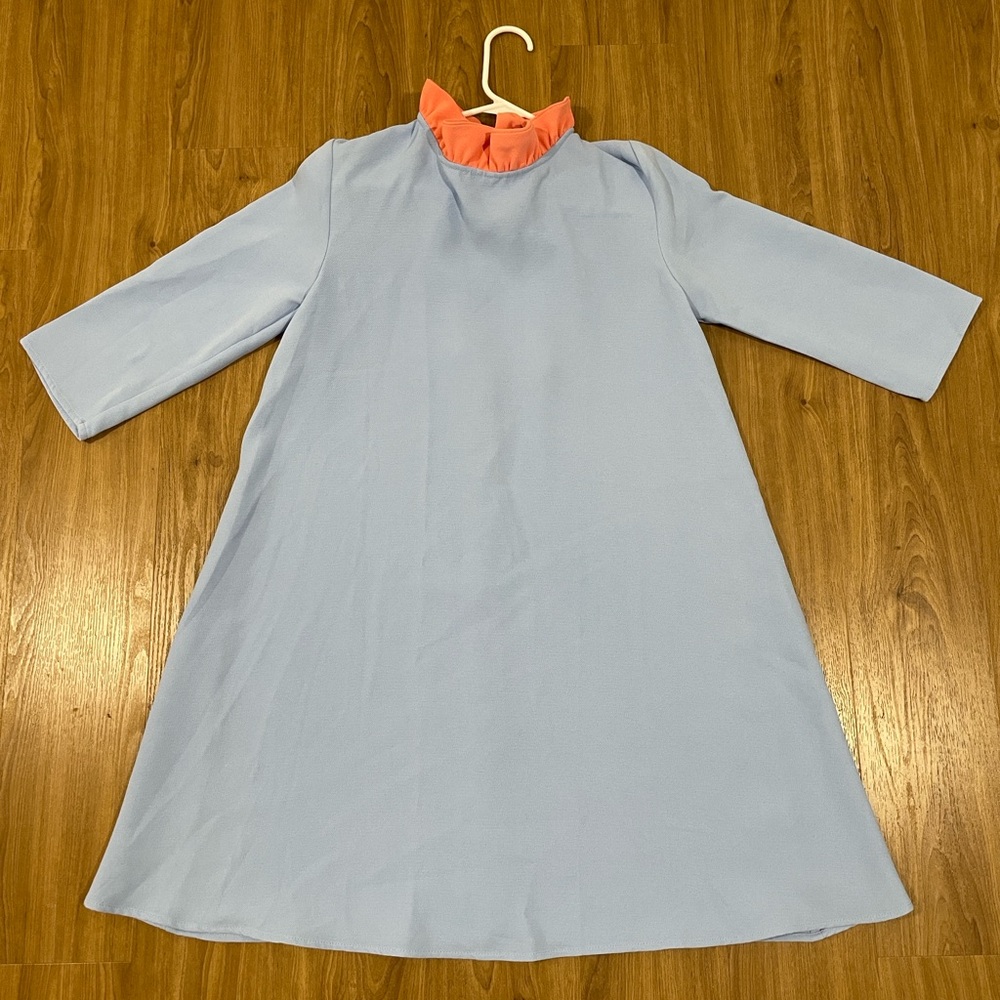 Tuckernuck Pomander Place Daphne Color Block Dress, Blue with Pink Ruffle/Bow, M